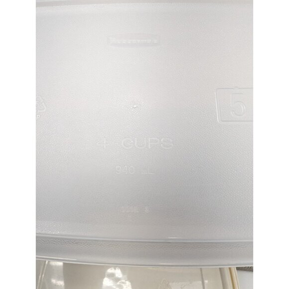 Vtg. Rubbermaid Servin' Saver Rectangle 4 cups #5 Almond Lid - Picture 7 of 9